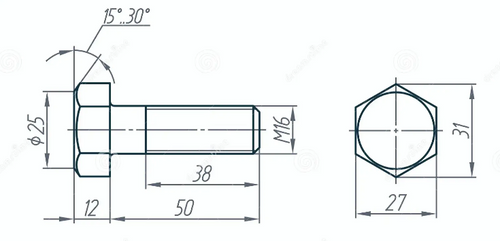 BULLONE TESTA ESAGONALE ZINCATO TUTTO FILETTO PCS . 10 PZ